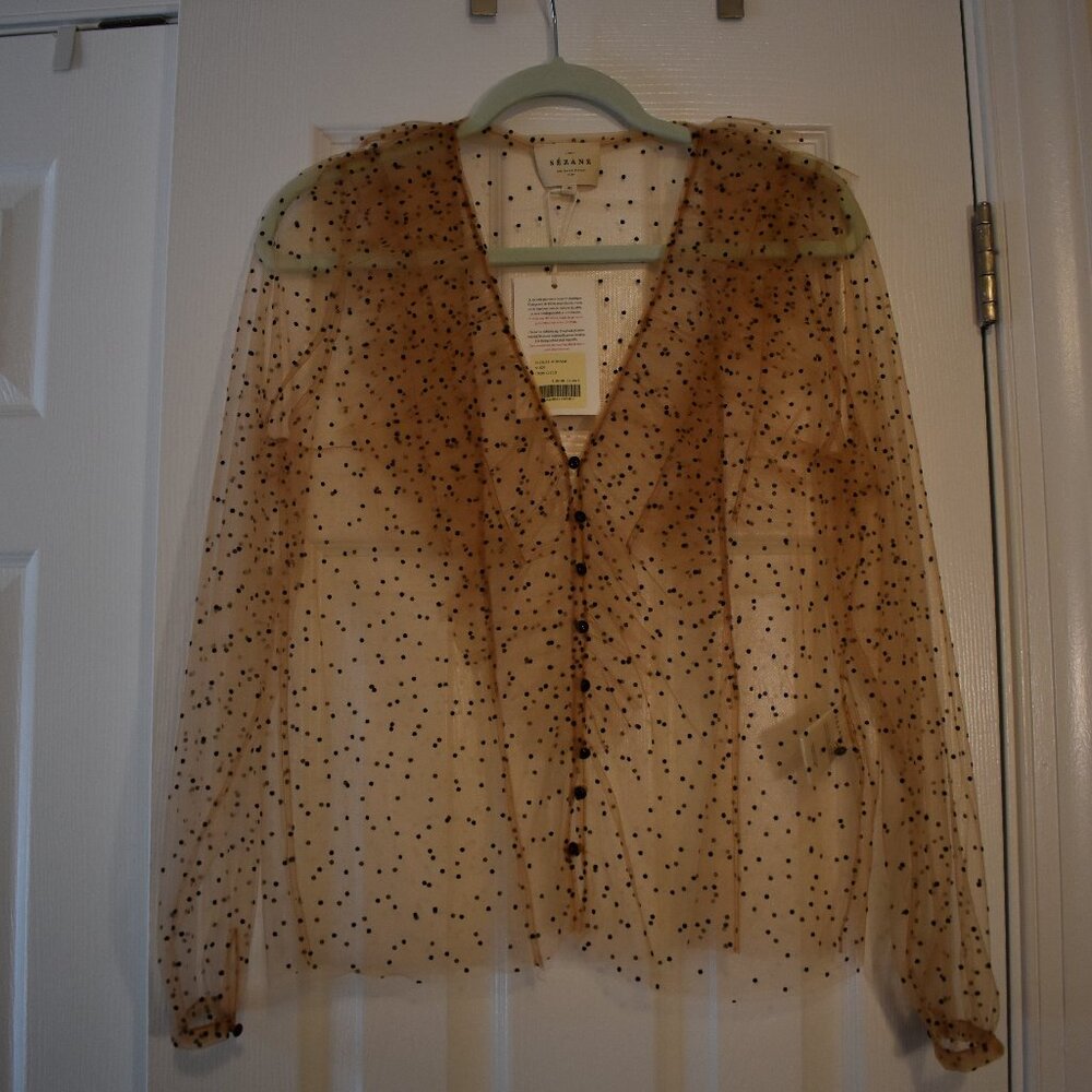 Sezane Sheer Polka Dot Top